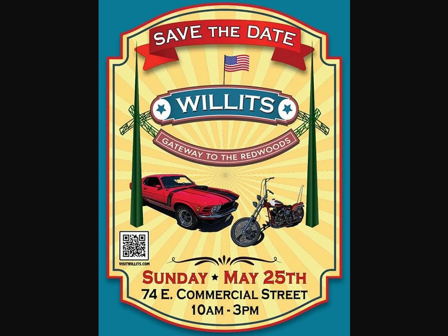 Willits Chamber of Commerce 2025 Car Show-Save The Date